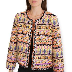 Alice + Olivia Kidman Embroidered Embellished Tweed Box‎ Jacket Size Medium